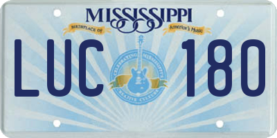 MS license plate LUC180
