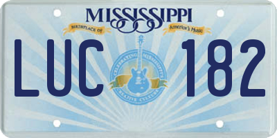 MS license plate LUC182