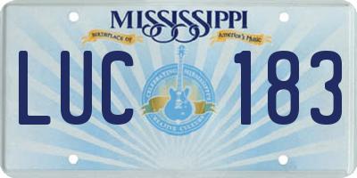 MS license plate LUC183