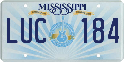 MS license plate LUC184