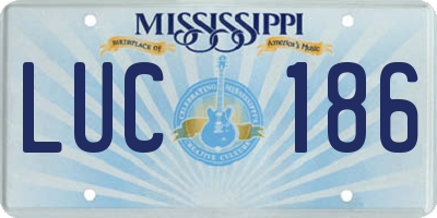 MS license plate LUC186