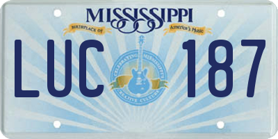 MS license plate LUC187