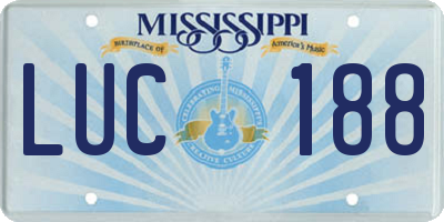 MS license plate LUC188