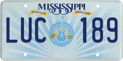 MS license plate LUC189