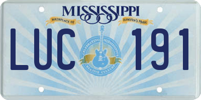 MS license plate LUC191