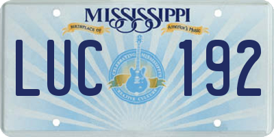 MS license plate LUC192