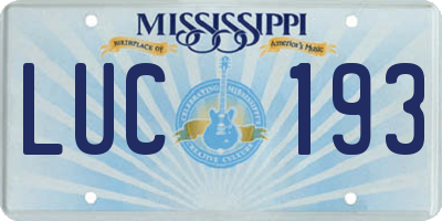 MS license plate LUC193