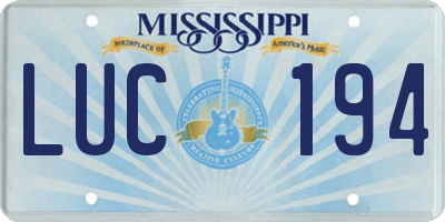 MS license plate LUC194