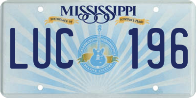MS license plate LUC196