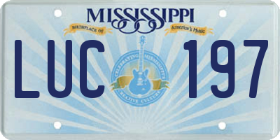 MS license plate LUC197