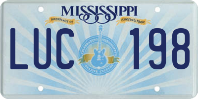 MS license plate LUC198