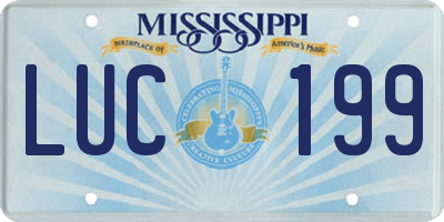 MS license plate LUC199