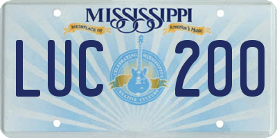 MS license plate LUC200
