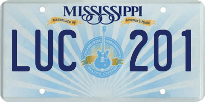 MS license plate LUC201