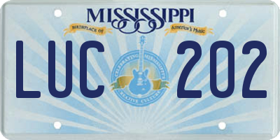 MS license plate LUC202