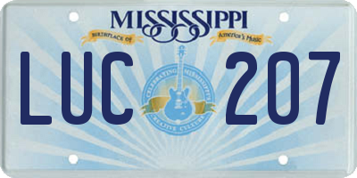 MS license plate LUC207