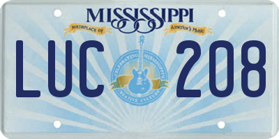 MS license plate LUC208