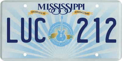 MS license plate LUC212