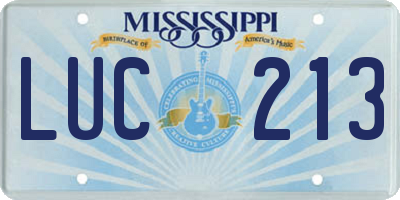 MS license plate LUC213