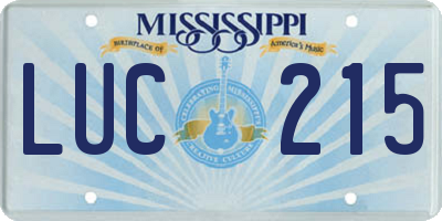 MS license plate LUC215