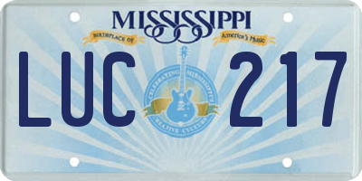 MS license plate LUC217