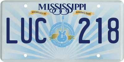 MS license plate LUC218