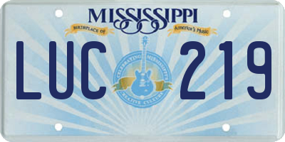 MS license plate LUC219