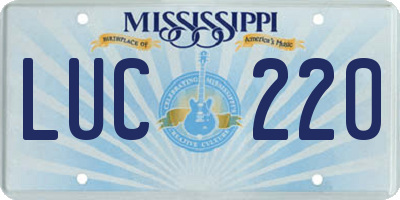 MS license plate LUC220