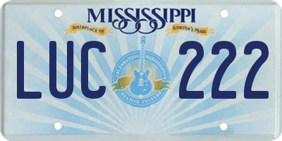 MS license plate LUC222