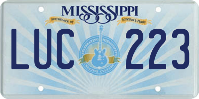 MS license plate LUC223