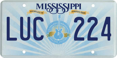 MS license plate LUC224