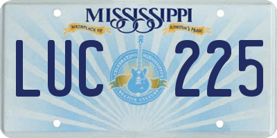 MS license plate LUC225