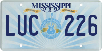 MS license plate LUC226