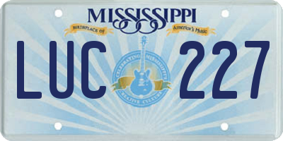 MS license plate LUC227