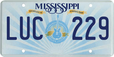 MS license plate LUC229