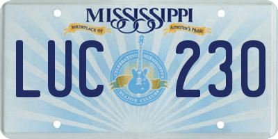 MS license plate LUC230