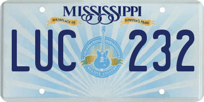 MS license plate LUC232