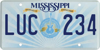 MS license plate LUC234