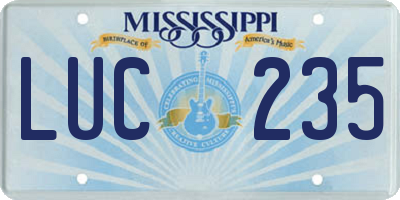 MS license plate LUC235