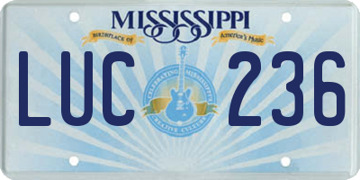MS license plate LUC236
