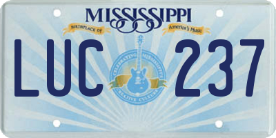MS license plate LUC237