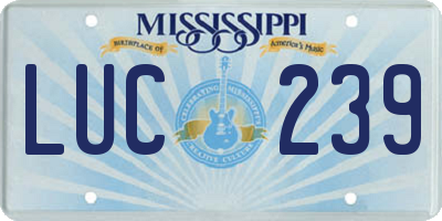 MS license plate LUC239