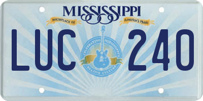MS license plate LUC240