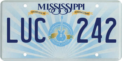 MS license plate LUC242
