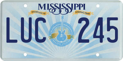 MS license plate LUC245