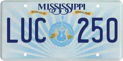 MS license plate LUC250