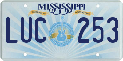 MS license plate LUC253