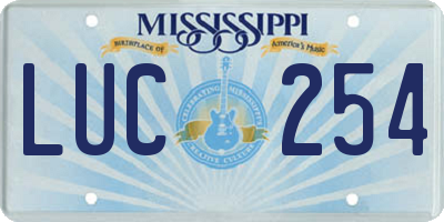 MS license plate LUC254