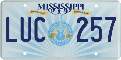 MS license plate LUC257