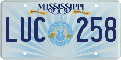 MS license plate LUC258